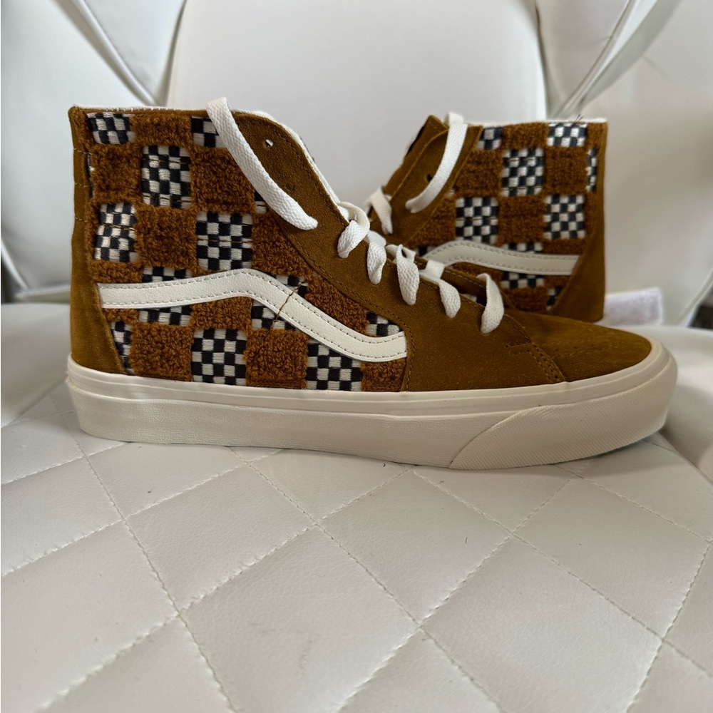 Vans Brown and Black Checkered Sneakers